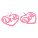 Pink Heart Doll Dangle Earrings Acrylic Studs Women Hip Hop Party Jewelry