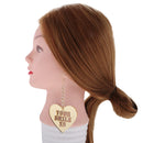 Acrylic Fashion Heart Earrings Women Smile Long Dangle Earring Gold Letter Ear Drop Club Prom Ear Hook