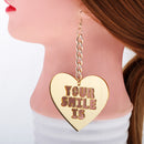 Acrylic Fashion Heart Earrings Women Smile Long Dangle Earring Gold Letter Ear Drop Club Prom Ear Hook