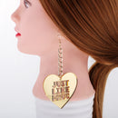Acrylic Fashion Heart Earrings Women Smile Long Dangle Earring Gold Letter Ear Drop Club Prom Ear Hook