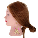 1 Pair Gold Pink Acrylic Lipstick Dangle Piercing Studs Earring Lady Novelty Charms Jewelry