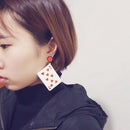 1 Pair Red Hearts Eight Poker Earrings Dangle Playing Cards Stud Earrings Acrylic Punk Rock Ear Drop 5.5x4cm