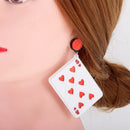1 Pair Red Hearts Eight Poker Earrings Dangle Playing Cards Stud Earrings Acrylic Punk Rock Ear Drop 5.5x4cm