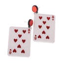 1 Pair Red Hearts Eight Poker Earrings Dangle Playing Cards Stud Earrings Acrylic Punk Rock Ear Drop 5.5x4cm