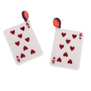 1 Pair Red Hearts Eight Poker Earrings Dangle Playing Cards Stud Earrings Acrylic Punk Rock Ear Drop 5.5x4cm