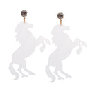 Fashion Acrylic Crystal Clear Horse Dangle Earrings Female Hip Hop Jewelry