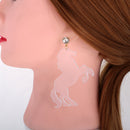 Fashion Acrylic Crystal Clear Horse Dangle Earrings Female Hip Hop Jewelry
