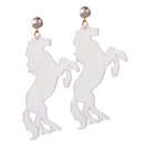 Fashion Acrylic Crystal Clear Horse Dangle Earrings Female Hip Hop Jewelry