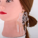 Transparent Drop Long Elegant Design Acrylic Jewelry Star Pattern Earrings
