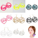 Fashion Oversized Punk BOOM POW Earrings Hip-hop Club Round Dangle Earrings