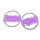 Fashion Oversized Punk BOOM POW Earrings Hip-hop Club Round Dangle Earrings