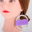 Fashion Oversized Punk BOOM POW Earrings Hip-hop Club Round Dangle Earrings