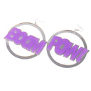 Fashion Oversized Punk BOOM POW Earrings Hip-hop Club Round Dangle Earrings