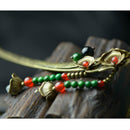 Ancient Chinese Beaded Tassel Pendant Hair Stick Antique Brass Hair Jewelry