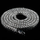 Men's 1 Row Iced Silver Plated White Crystal Imitation Diamond Hip Hop Bling Chain Necklace 30