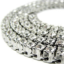 Men's 1 Row Iced Silver Plated White Crystal Imitation Diamond Hip Hop Bling Chain Necklace 30