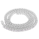Men's 1 Row Iced Silver Plated White Crystal Imitation Diamond Hip Hop Bling Chain Necklace 30
