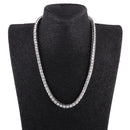 Men's 1 Row Iced Silver Plated White Crystal Imitation Diamond Hip Hop Bling Chain Necklace 30