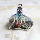 Novelty 7 Gemstone Buddha Yoga Meditation Reiki Chakra Charm Pendant for DIY Chain Necklace