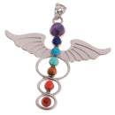 Natural Gemstone Beads Reiki 7 Chakra Healing Yoga Angel Wing Charm Pendant woMen Men's Fashion Jewelry