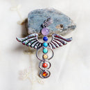 Natural Gemstone Beads Reiki 7 Chakra Healing Yoga Angel Wing Charm Pendant woMen Men's Fashion Jewelry