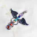 Natural Gemstone Beads Reiki 7 Chakra Healing Yoga Angel Wing Charm Pendant woMen Men's Fashion Jewelry