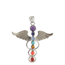 Natural Gemstone Beads Reiki 7 Chakra Healing Yoga Angel Wing Charm Pendant woMen Men's Fashion Jewelry