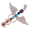 Natural Gemstone Beads Reiki 7 Chakra Healing Yoga Angel Wing Charm Pendant woMen Men's Fashion Jewelry