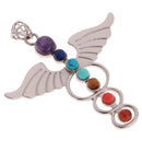 Natural Gemstone Beads Reiki 7 Chakra Healing Yoga Angel Wing Charm Pendant woMen Men's Fashion Jewelry