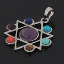 Star of David 7 Color Hollow Hexagram Spritual Necklace Pendant Reiki Gemstone Pendant