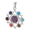 Star of David 7 Color Hollow Hexagram Spritual Necklace Pendant Reiki Gemstone Pendant