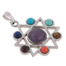 Star of David 7 Color Hollow Hexagram Spritual Necklace Pendant Reiki Gemstone Pendant
