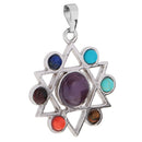 Star of David 7 Color Hollow Hexagram Spritual Necklace Pendant Reiki Gemstone Pendant