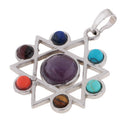 Star of David 7 Color Hollow Hexagram Spritual Necklace Pendant Reiki Gemstone Pendant