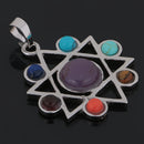 Star of David 7 Color Hollow Hexagram Spritual Necklace Pendant Reiki Gemstone Pendant