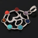 Colorful Hollow Sanskrit Septangle Pendant Charm DIY Reiki Necklace Pendant