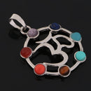 Colorful Hollow Sanskrit Septangle Pendant Charm DIY Reiki Necklace Pendant