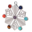 7 Chakras Healing Stones Snowflake Meditation Chakra Charm Hollow Pendant