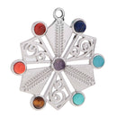 7 Chakras Healing Stones Snowflake Meditation Chakra Charm Hollow Pendant