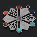7 Chakras Healing Stones Snowflake Meditation Chakra Charm Hollow Pendant