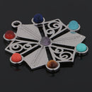 7 Chakras Healing Stones Snowflake Meditation Chakra Charm Hollow Pendant