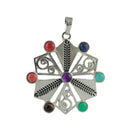 7 Chakras Healing Stones Snowflake Meditation Chakra Charm Hollow Pendant