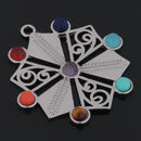 7 Chakras Healing Stones Snowflake Meditation Chakra Charm Hollow Pendant