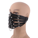 Rivet Motorcycle Steam Punk Gothic Mouthguard Steem Puk Leather Mask Black