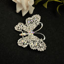 Bridal Silver Plated Crystal Butterfly Brooch Broach Pin Breastpin Women Jewelry