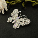 Bridal Silver Plated Crystal Butterfly Brooch Broach Pin Breastpin Women Jewelry