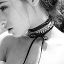 Women Girls Jewelry Gifts Black Leather Chain Choker Necklace Collar Silver