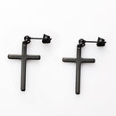 Black Solid 316L Stainless Steel Small Crucifix Cross Dangle Earrings for Women Men's Gifts