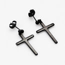 Black Solid 316L Stainless Steel Small Crucifix Cross Dangle Earrings for Women Men's Gifts