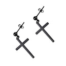 Black Solid 316L Stainless Steel Small Crucifix Cross Dangle Earrings for Women Men's Gifts